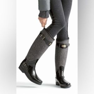 Hunter Black and Gray Winter Rain Boots